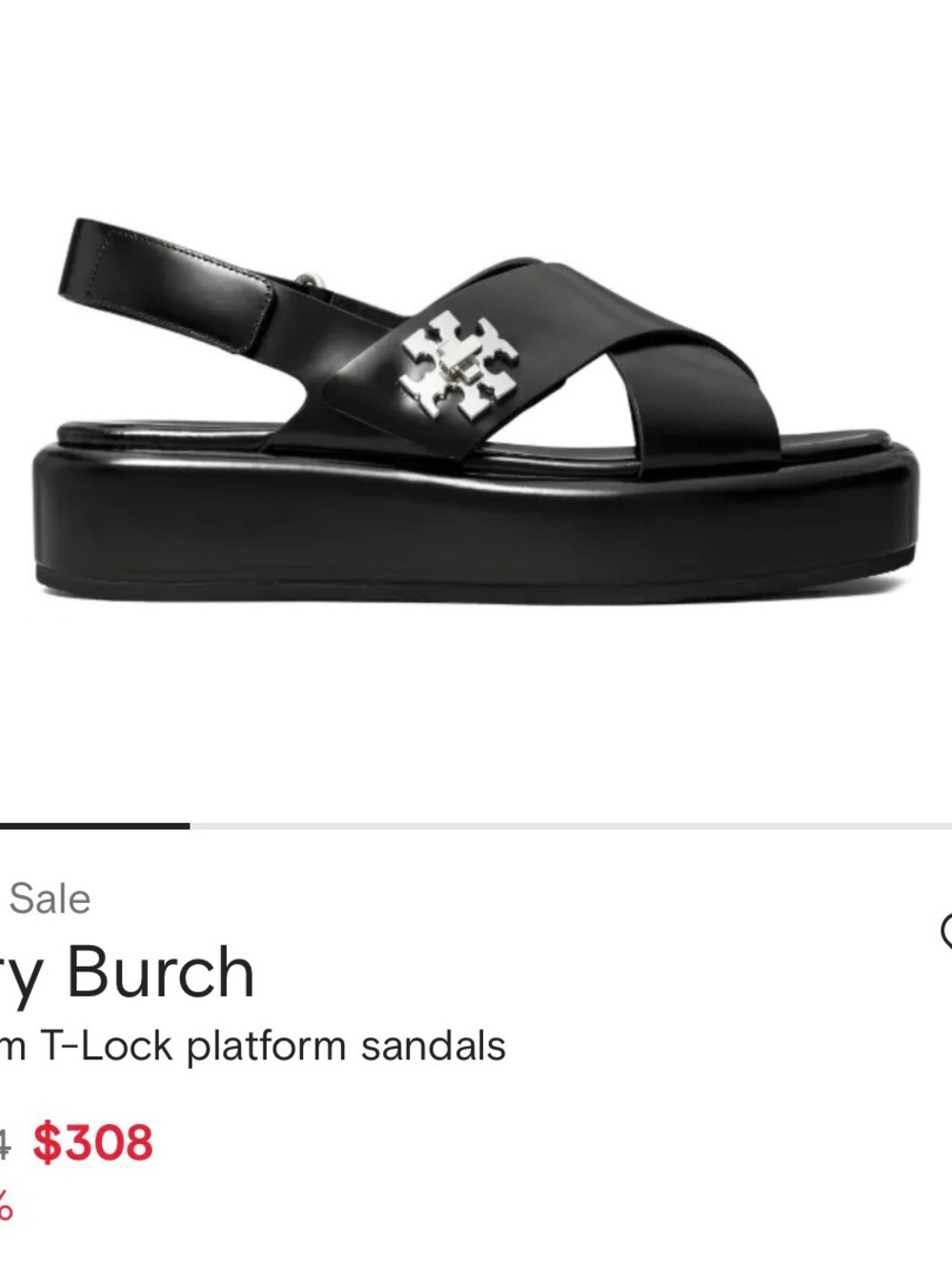 Tory Burch Black Patent Platform Slide Sandals with Tlock Logo Accent - Picture 2 of 6